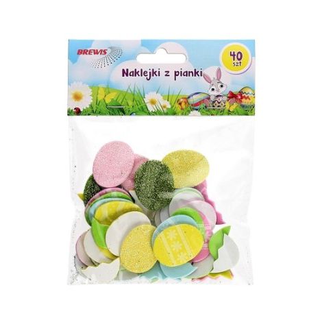 Naklejki z mikrogumy Brewis Wielkanoc, 40szt